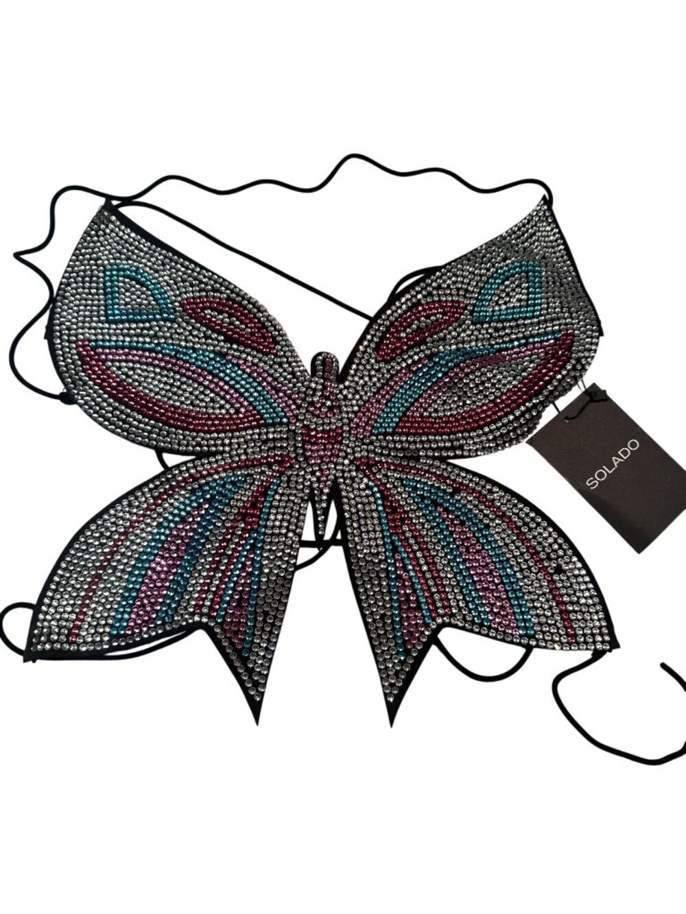 Solado Crystal Butterfly Rhinestone Bralette Top Women Straps Corset Bling